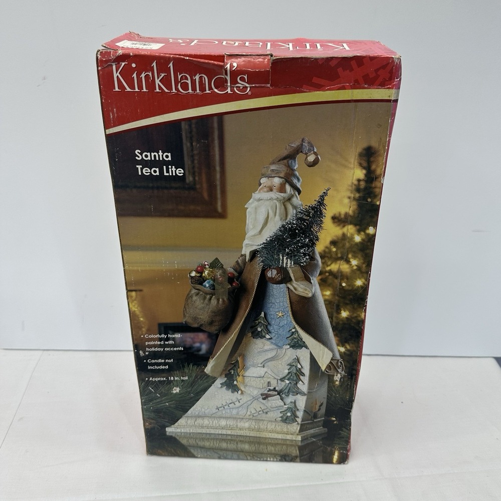 Kirkland 18" tall Metal Tin Santa Claus Tea Light Votive Candle Holder Holidays - Picture 15 of 15